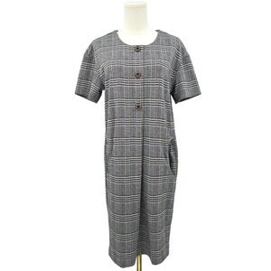 Dark Academia Shift Tunic Dress 38 M Plaid Heritage Chic Earthy Pleats Layering